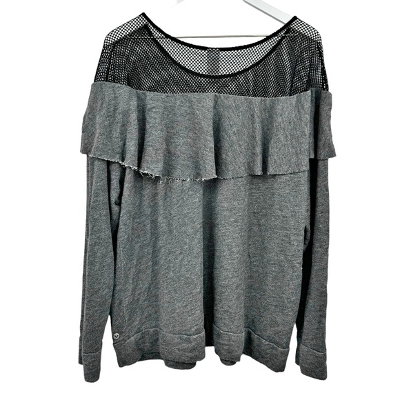 Lane Bryant Livi Active Mesh Ruffle Sweatshirt Gray Size 26/28 - Picture 3 of 6